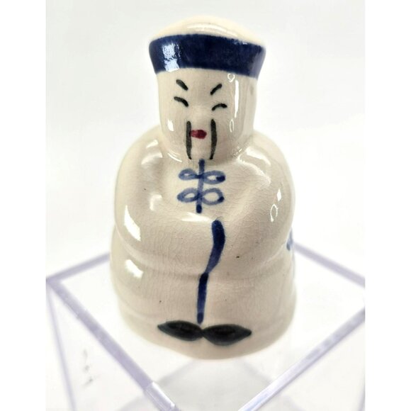 Vintage Chinese Bell Ceramic Man Figurine 3.25" Crazed je224 - Picture 1 of 7
